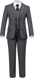 Boys' 5 Piece Formal Suit Set with Jacket Vest Pants Shirt and Tie 3