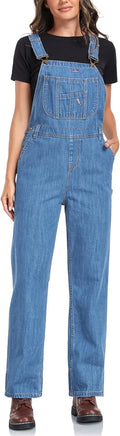 HISEA Women's Denim Bib Overalls - Durable Loose-Fit Work Overall