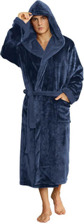 U2SKIIN Mens Hooded Robe Plush Fleece Bathrobe - Warm Hooded