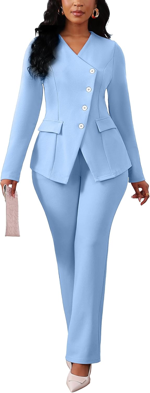 Stylish Pant Suits for Women with Blazer and Wide Leg Pants