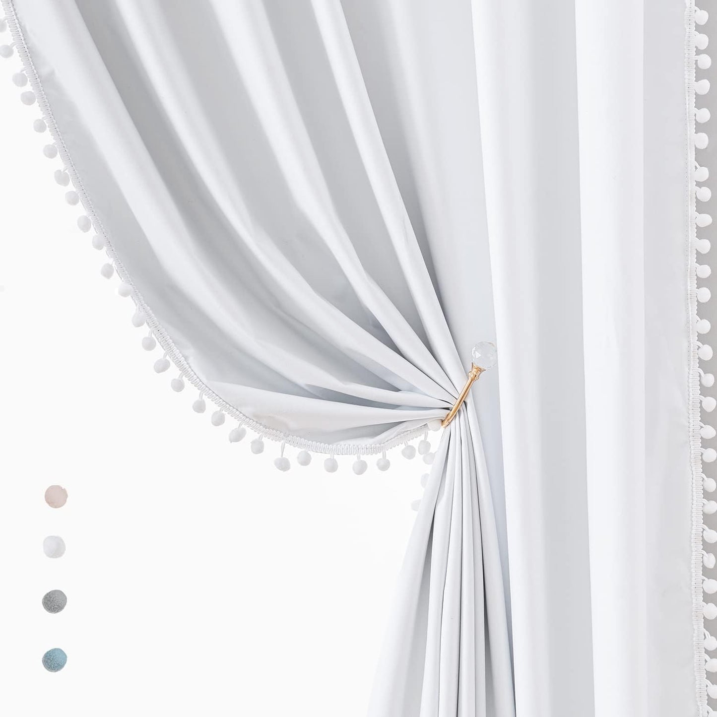 White Blackout Curtains for Living Room 95 inch Energy Saving