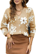 Cardigan Sweaters for Women Open Front Long Sleeve - Floral Knit