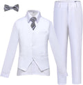 Boys Slim Fit Tuxedo Suit Set for Kids - Classic White Formal