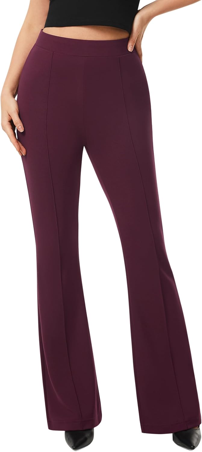 AFITNE Women's High Rise Flare Pants for Office and Casual Wear
