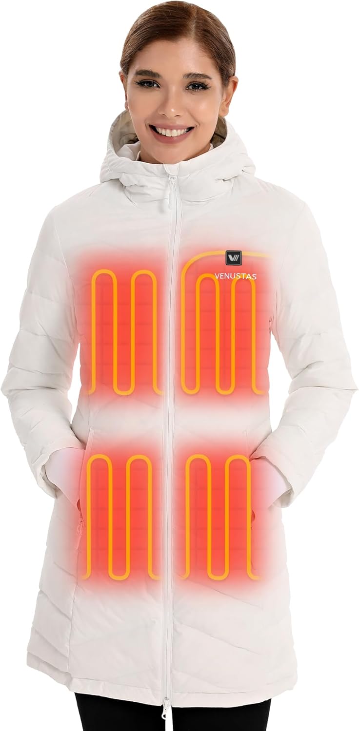 Venustas Women's Long Heated Down Jacket for Outdoor Adventures