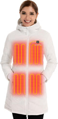 Venustas Women's Long Heated Down Jacket with Battery - Slim Warmth