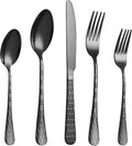 40 Pcs Black Silverware Set for 8 with Water Cube Handle - Elegant