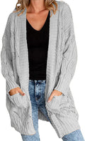 Miladusa Women's Plus Size Long Sleeve Cardigan Sweater with Pockets
