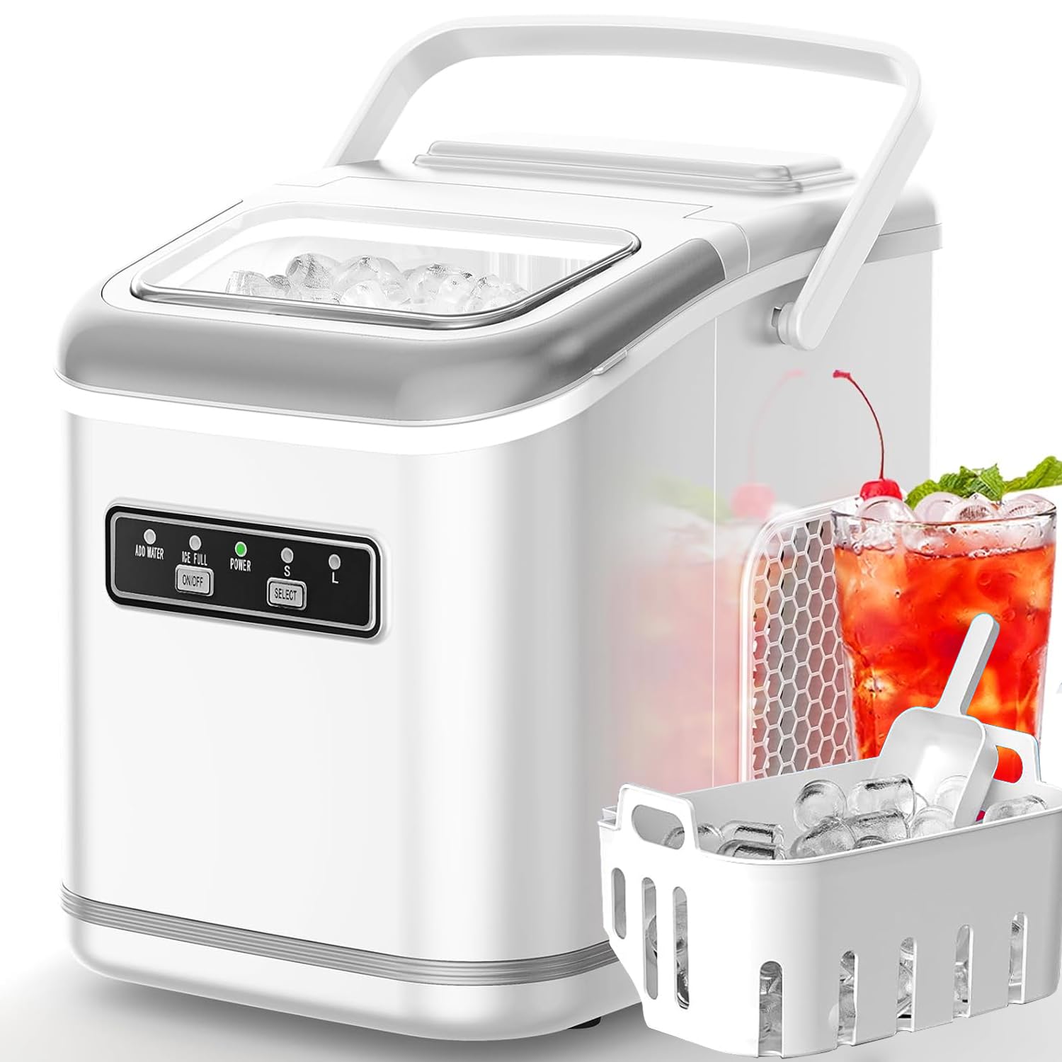 Countertop Ice Maker for Fast Ice Production and Portability