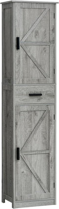 Tall Storage Cabinet for Small Spaces - Rustic Gray Narrow Linen