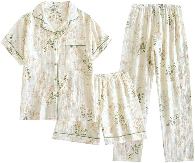 Codcm Womens 3pcs Cotton Pajamas Set for Cozy Nights