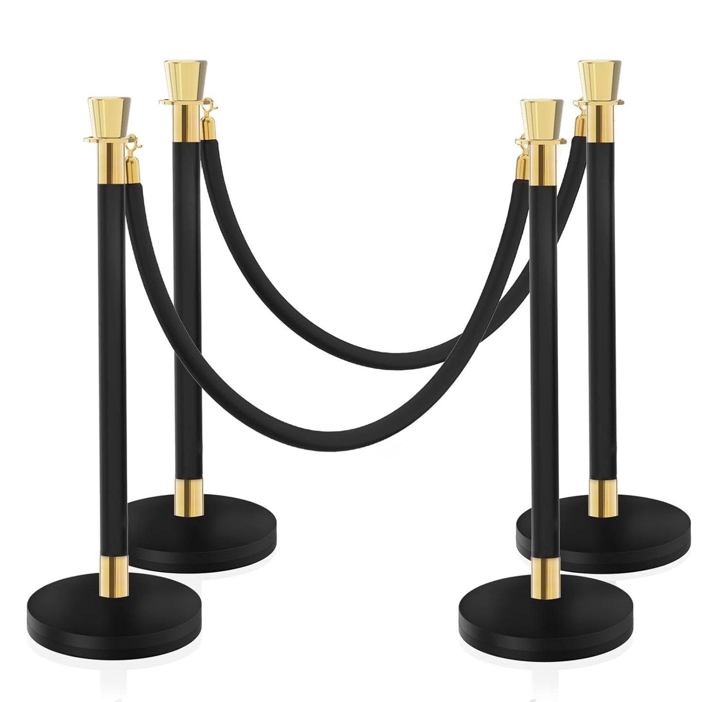 Red Carpet Ropes and Poles for Events, 4PCS with 5 ft Rope