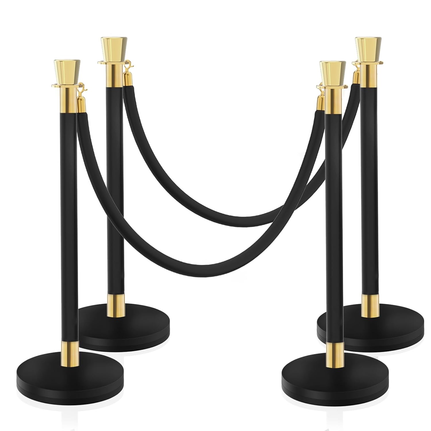 Red Carpet Ropes and Poles for Events, 4PCS with 5 ft Rope