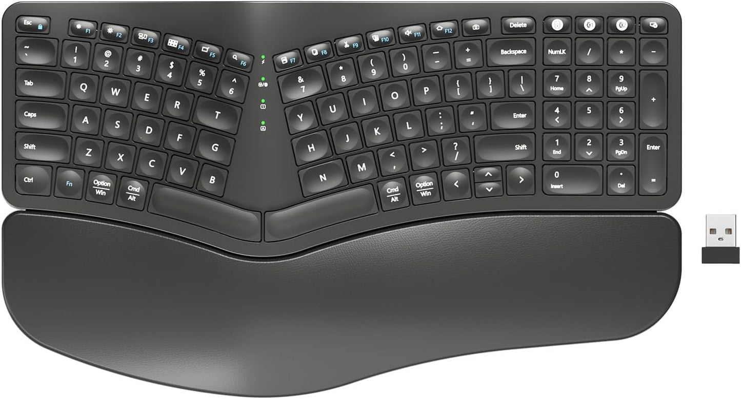 Wireless Split Ergonomic Keyboard with Wrist Rest
