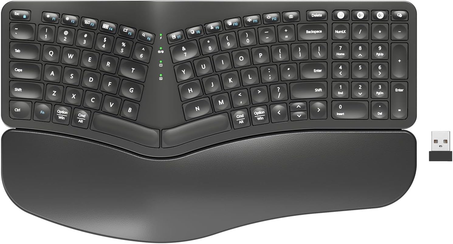 Wireless Split Ergonomic Keyboard with Wrist Rest