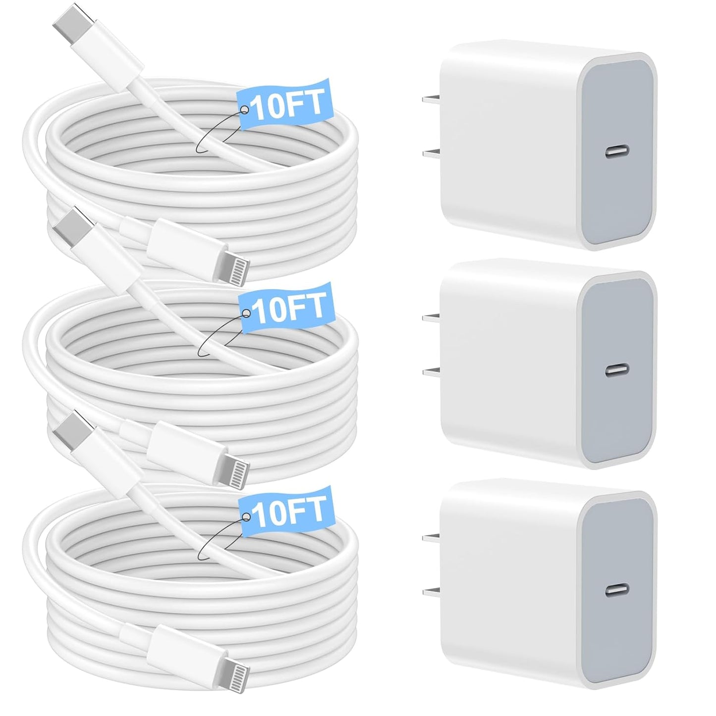 Fast Charger iPhone with 10FT Long USB C to Lightning Cable