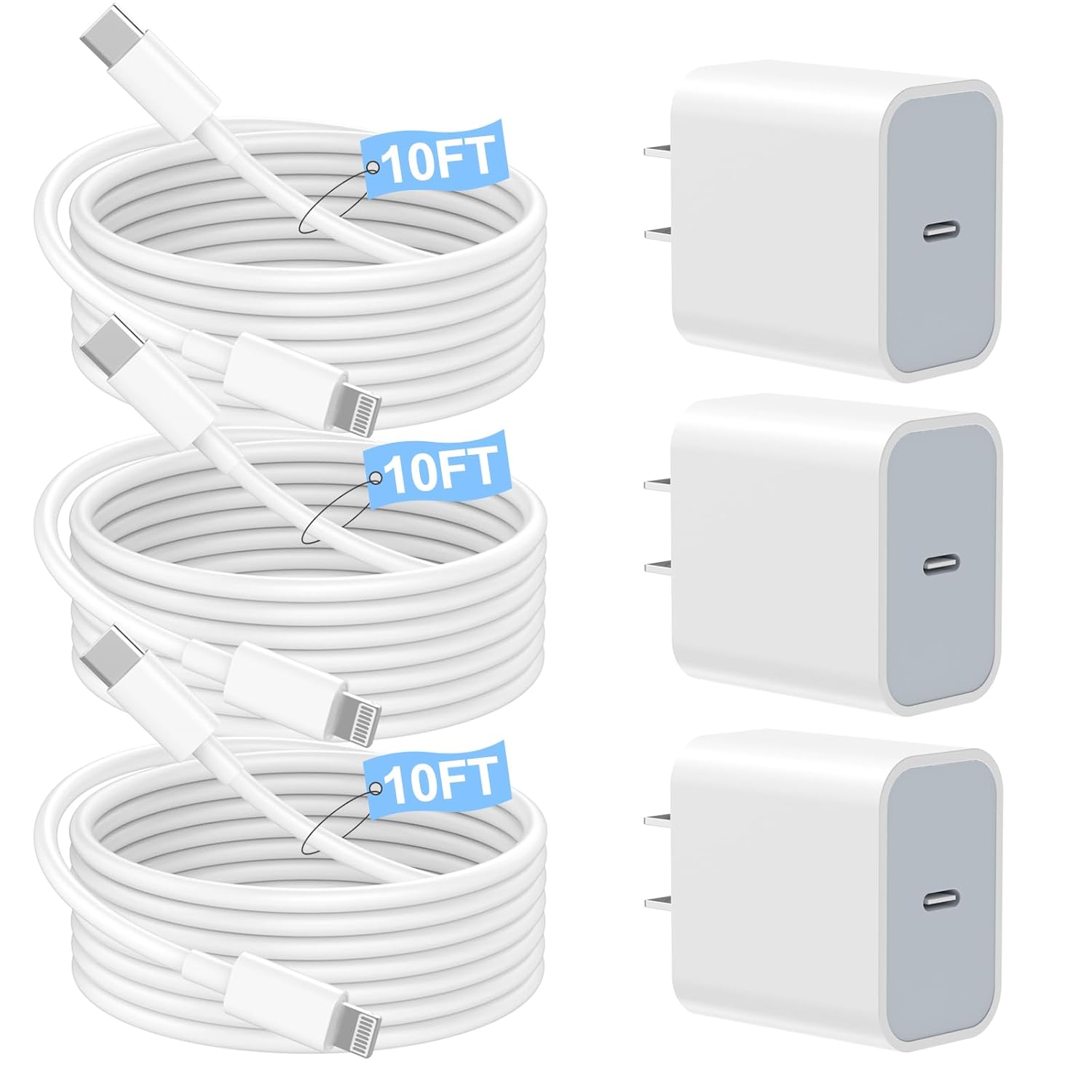 Fast Charger iPhone with 10FT Long USB C to Lightning Cable