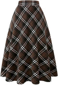 Long Plaid Wool Skirt for Womens Winter Fall Warm High