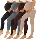 Womens Black Maternity Leggings 2/3/4 Pack - Over the Belly Pockets