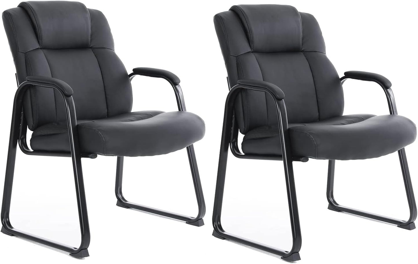 CLATINA Big and Tall Leather Reception Chairs - Set of 2