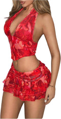 SOLY HUX Women's Y2k Leopard Skirt Set - Flattering Summer Two-Piece