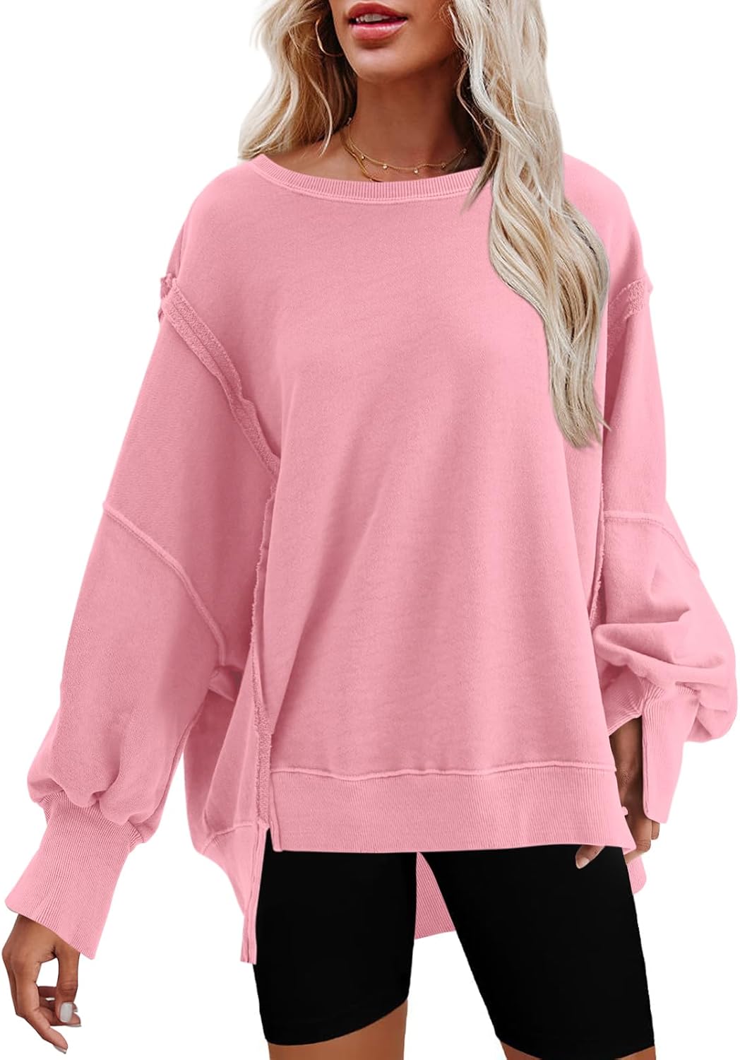 Nirovien Womens Oversized Crewneck Sweatshirt for Fall Style