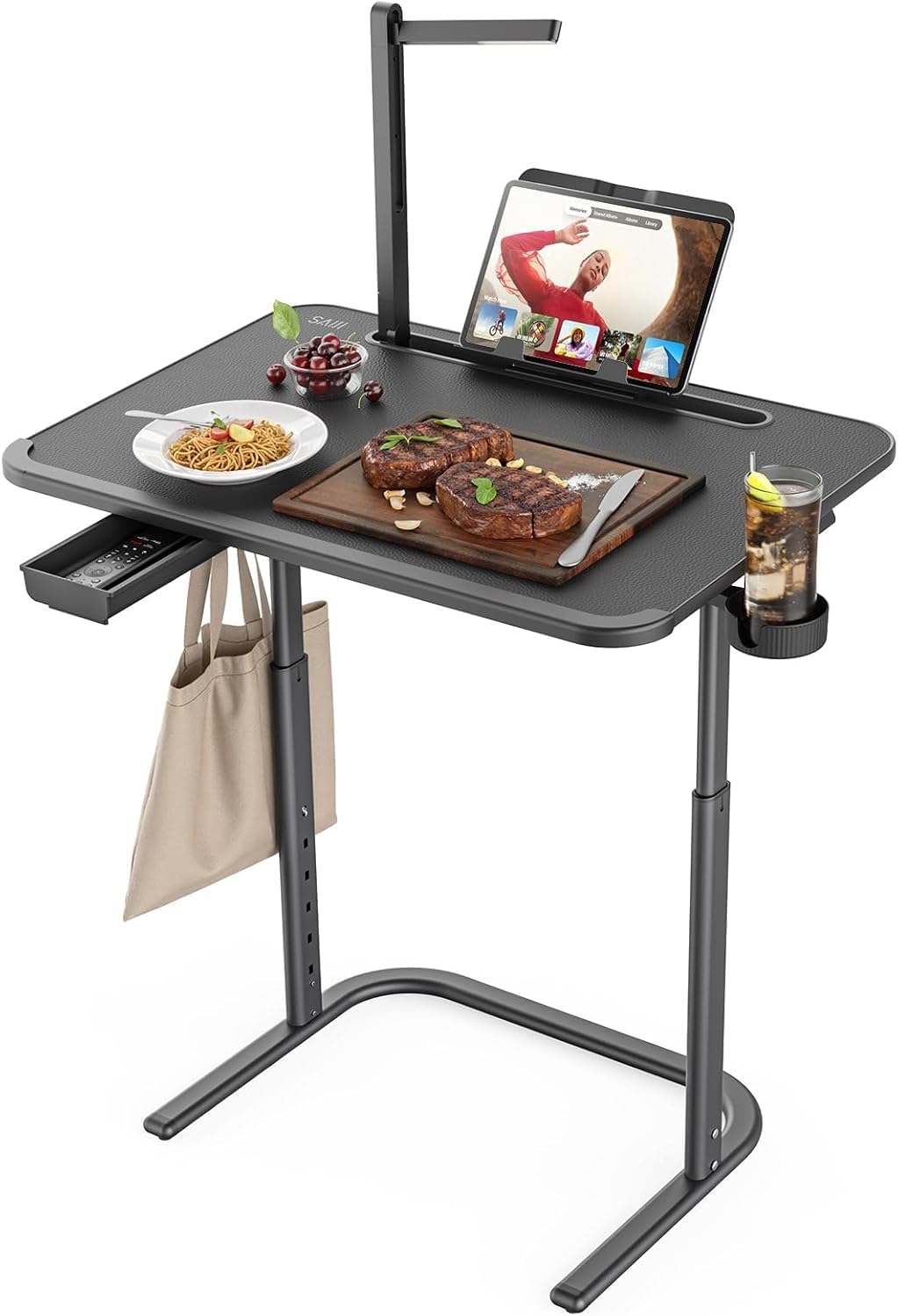 SAIJI Adjustable LED Tray Table: Versatile for Any Space