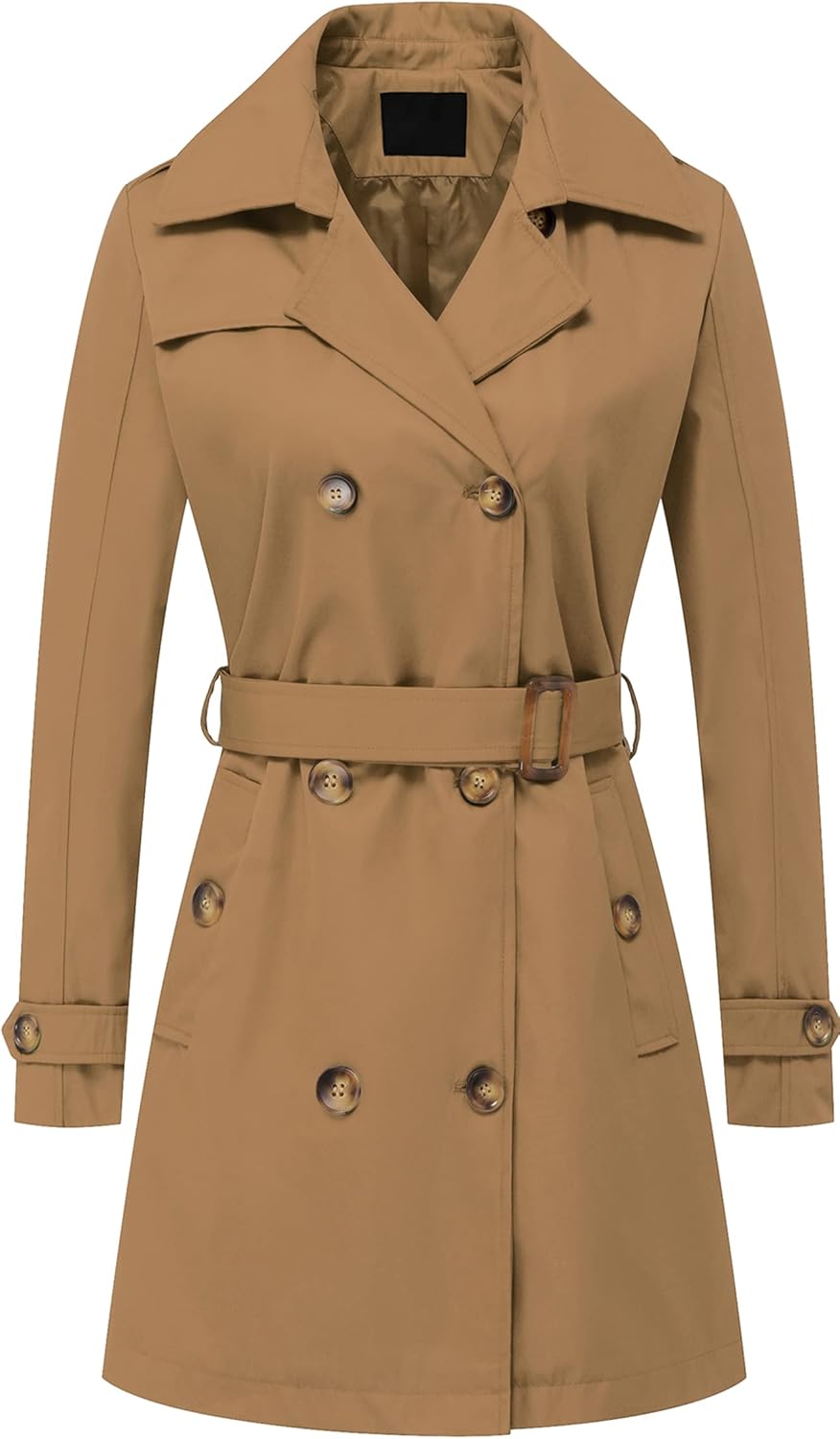 Stylish Women's Double Breasted Trench Coat with Detachable Hood