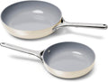 Fry Pan Duo Nonstick Ceramic Skillet Set - Cream 8in & 10.5in