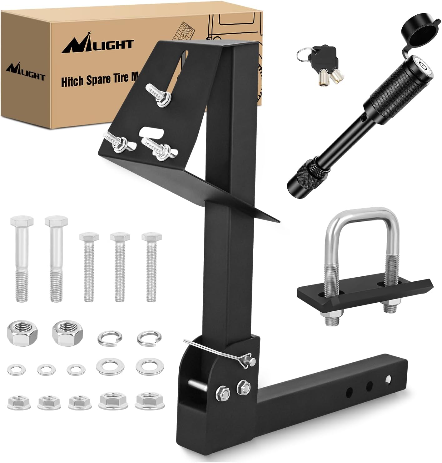 Nilight Adjustable Trailer Hitch Spare Tire Carrier for Trucks