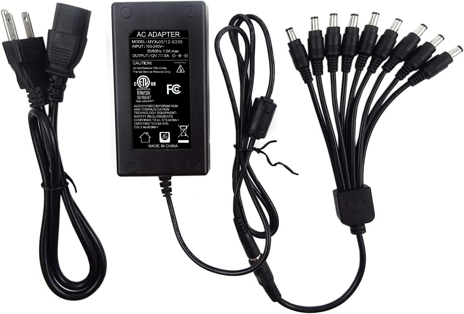 TIGERSECU 9-Way Power Adapter for Multi-Camera Systems