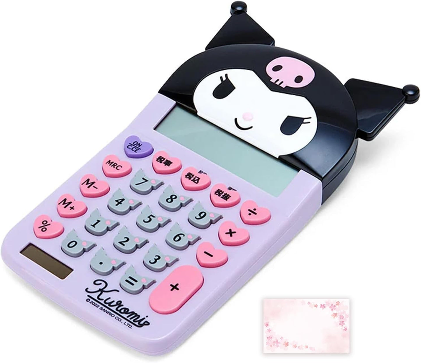 Sanrio Kuromi Face Shaped Calculator - Cherry Blossom Card Included