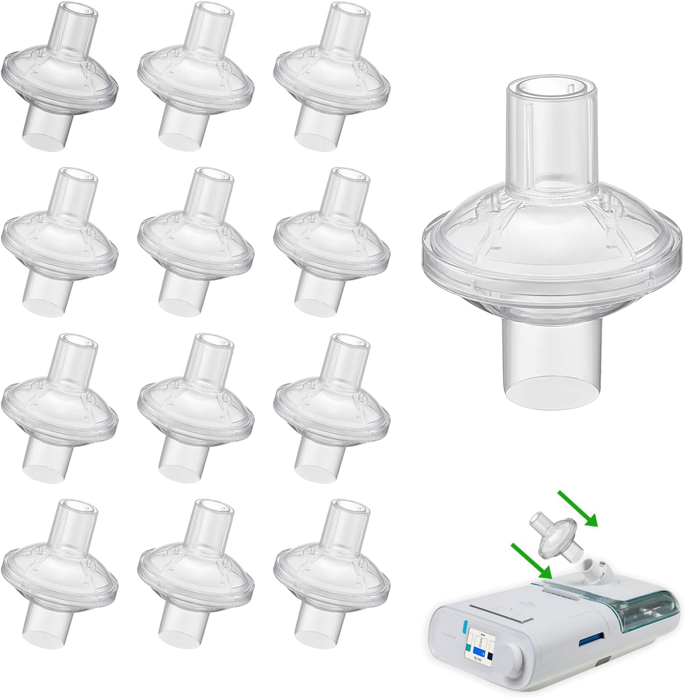 Enhance CPAP Comfort: 12 Pack In Line Filters - Universal Fit