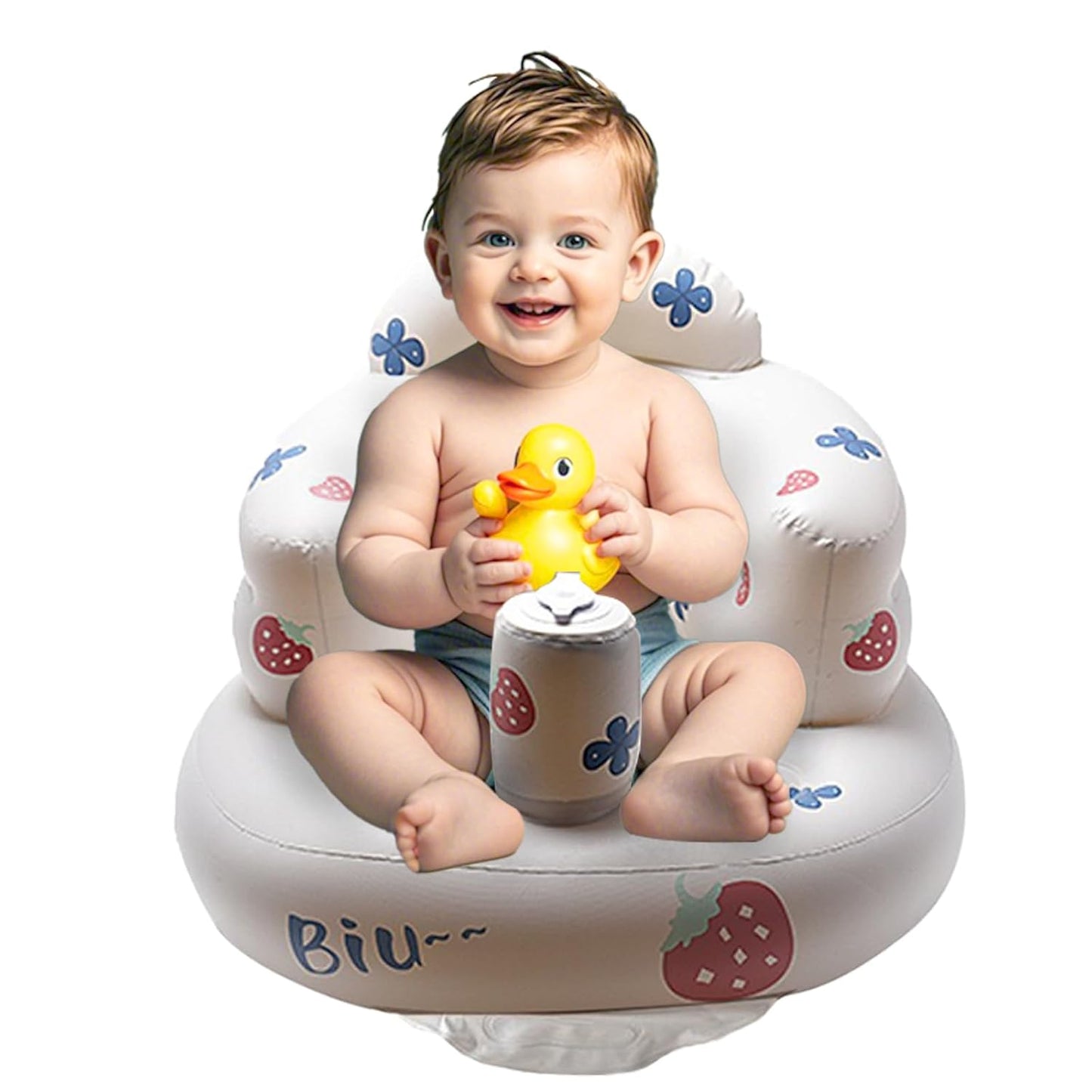 Inflatable Baby Seat with Built-in Air Pump - Red