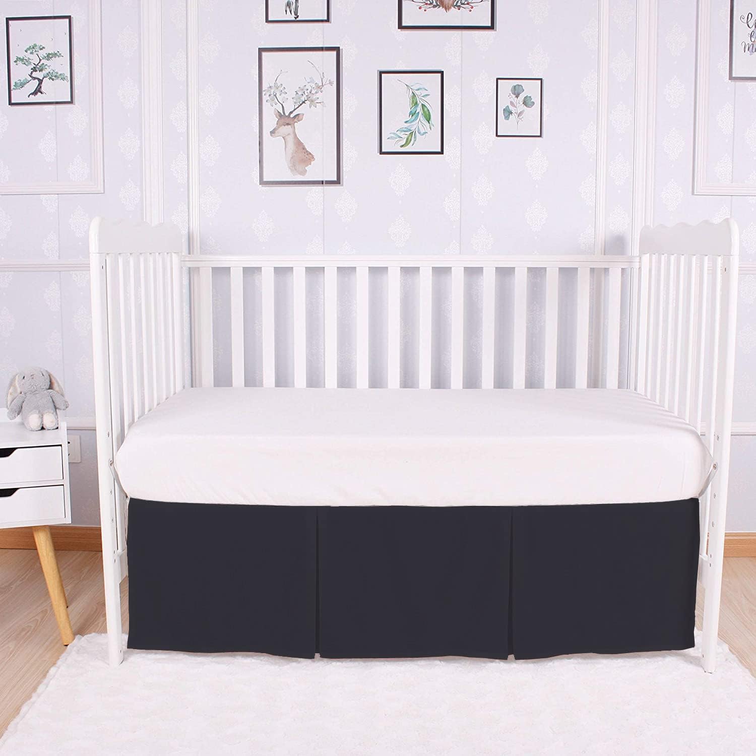 Box Pleated Crib Bed Skirt 100% Cotton for Nursery Bedding