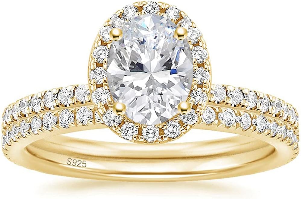 Elegant 1.5CT Oval Cut CZ Engagement Ring Set for Women