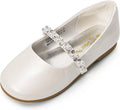 Girls Mary Jane Dress Shoes with Pearl Strap - Easy On/Off