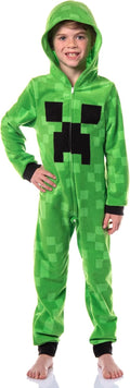 Minecraft Kids Fleece Creeper Hooded Union Suit Pajama - Cozy Pixel