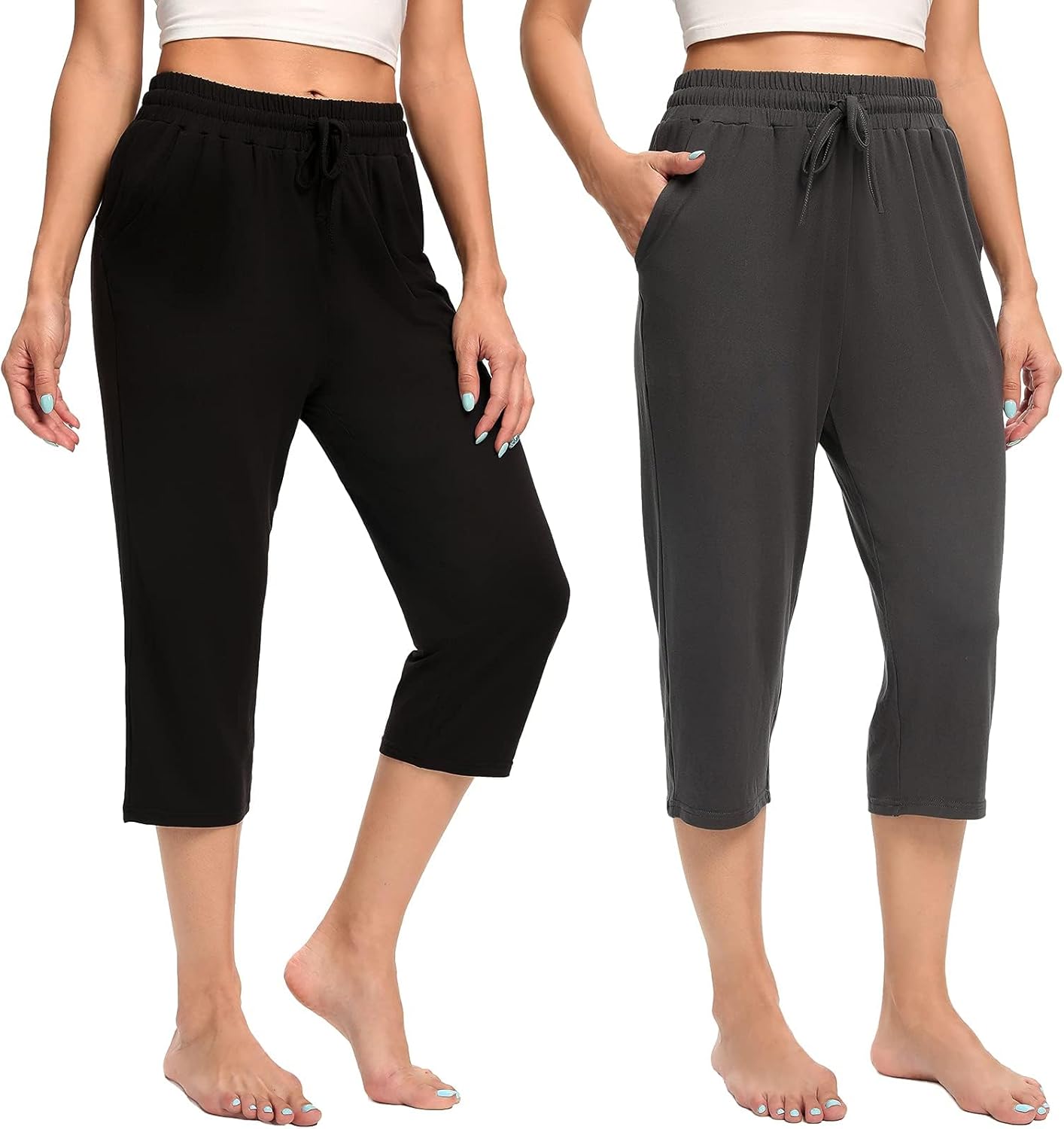 Women's Capri Yoga Pants Quick Dry High Waisted Lightweight Fit