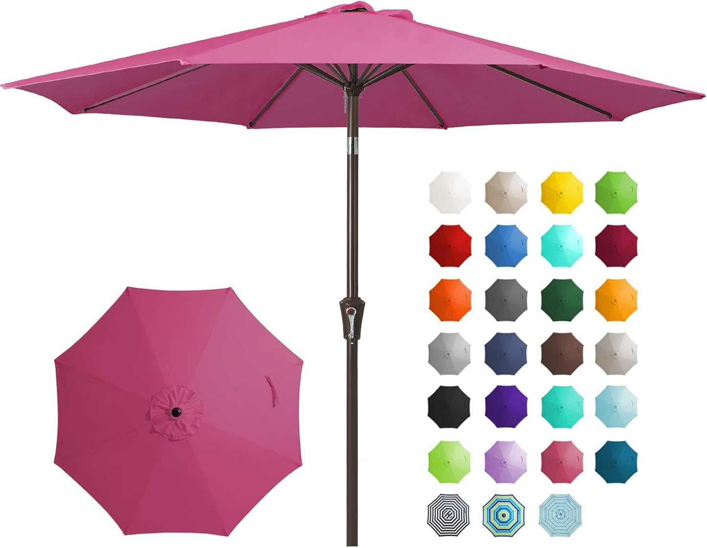 9FT Outdoor Patio Umbrella with Push Button Tilt and Crank