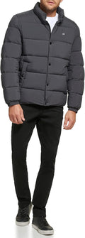 Men's Alternative Down Puffer Jacket with Bib - Hooded Travel Coat