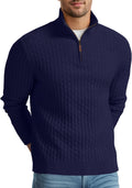 Men's Quarter Zip Waffle Knit Sweater - Cozy Mock Neck Pullover