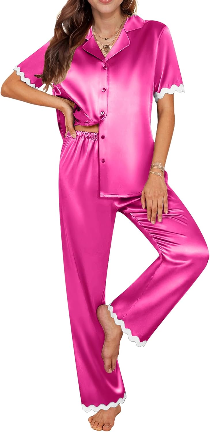 Ekouaer Womens Silk Satin Pajamas Set for Ultimate Comfort