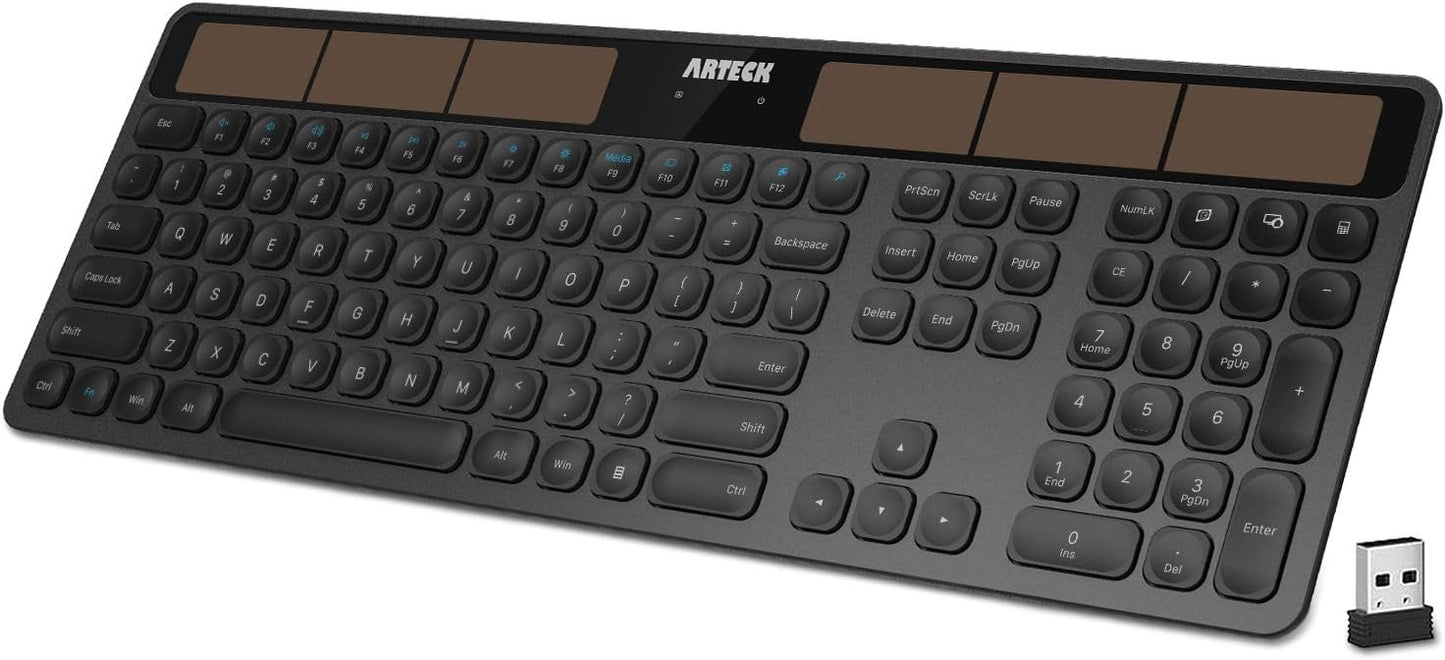 Arteck Solar Keyboard: Rechargeable & Wireless