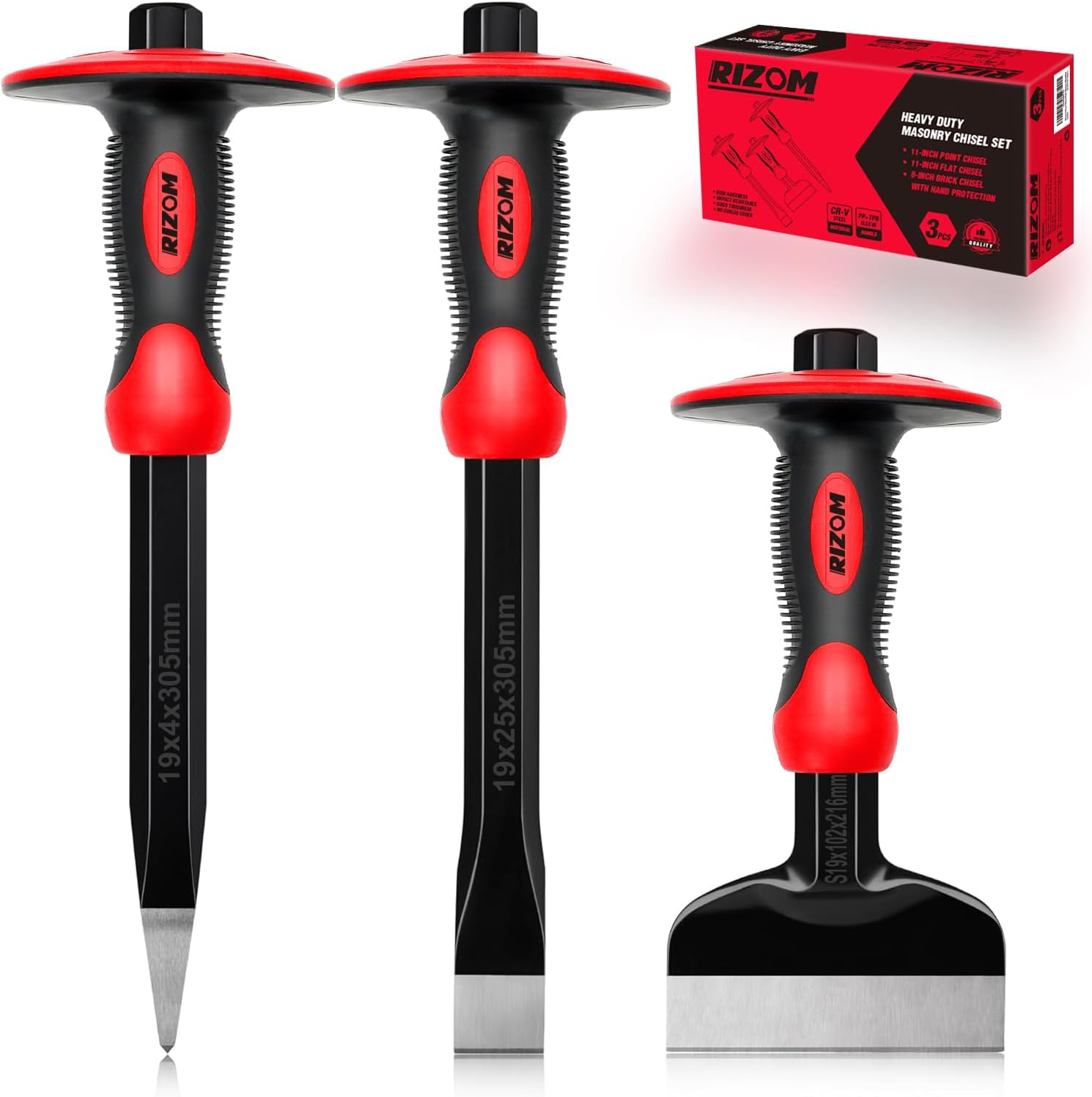 Rizom Chisel Set with Hand Protection for Heavy Duty Masonry