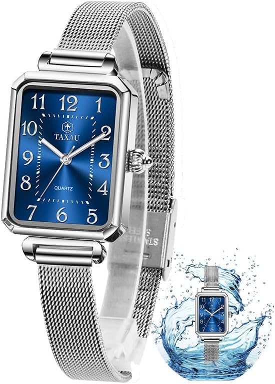 Taxau Women's Stainless Steel Dress Watch - Elegant Square Design