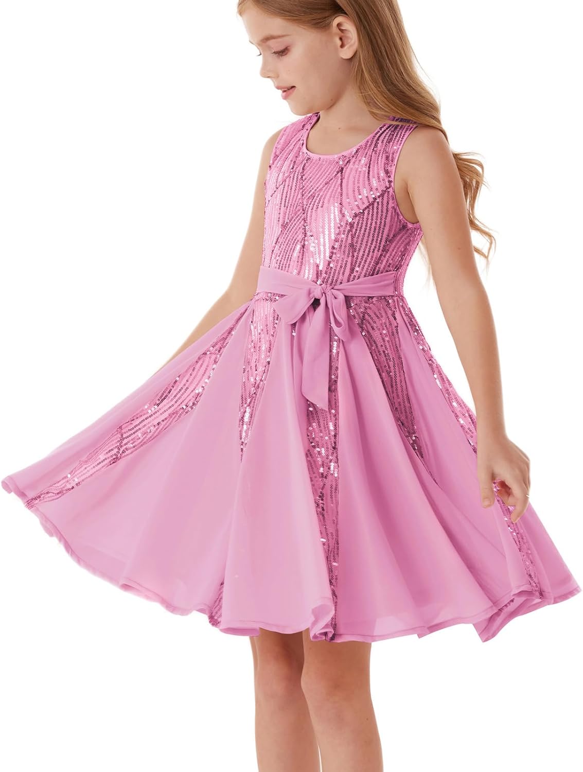GRACE KARIN Gold Dress for Girls Sparkly Sequin Fancy Party