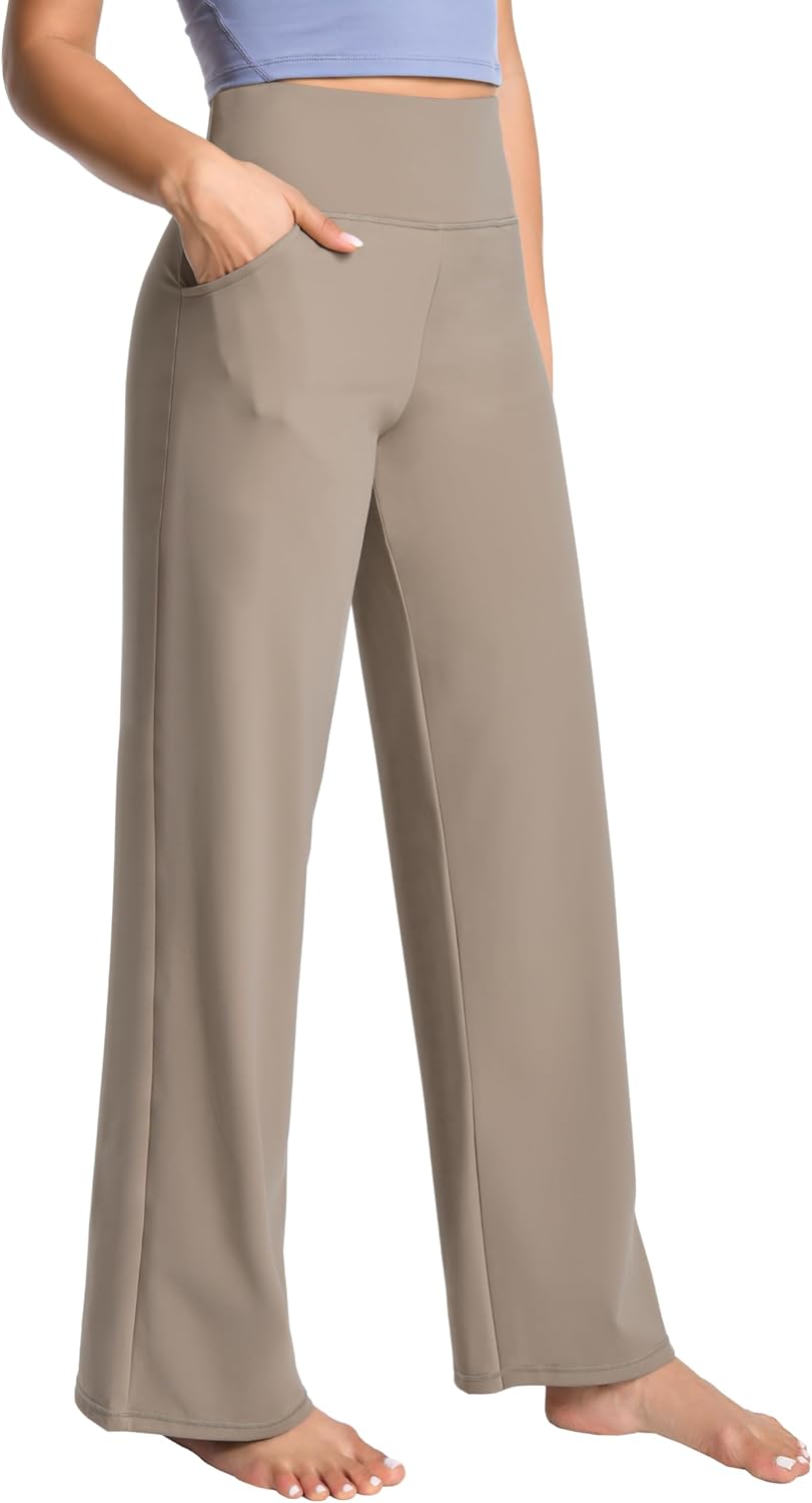 High Waist Wide Leg Yoga Pants for Women by BUBBLELIME