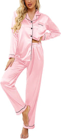 Women's Satin Button Down Long Pajama Set - Luxurious Sleepwear