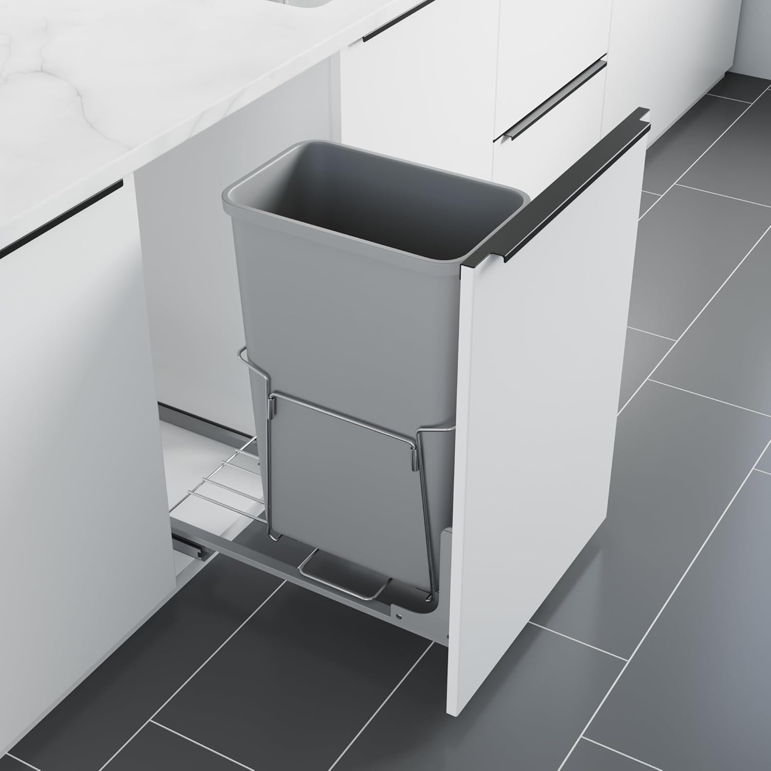 Dowell B15 Aluminum Base Wastebasket Pullout for Kitchen Use